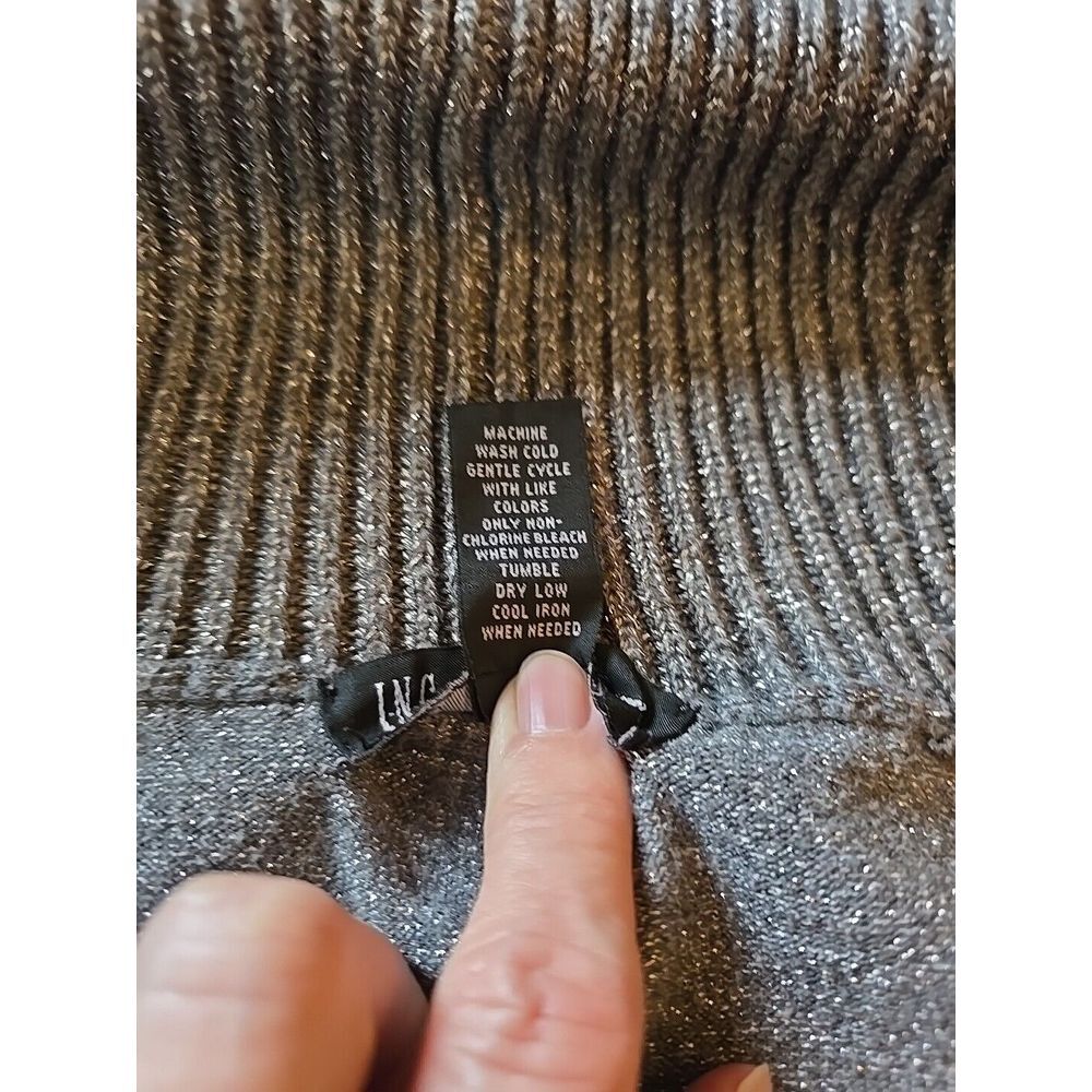INC International Concept Grey Silver Metallic Shawl Collar Cardigan Size Medium - Picture 5 of 10